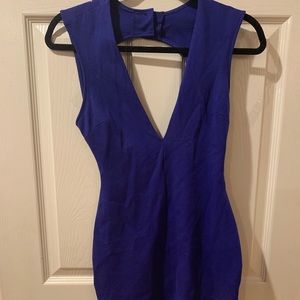 Blue V Neck Bodycon Dress